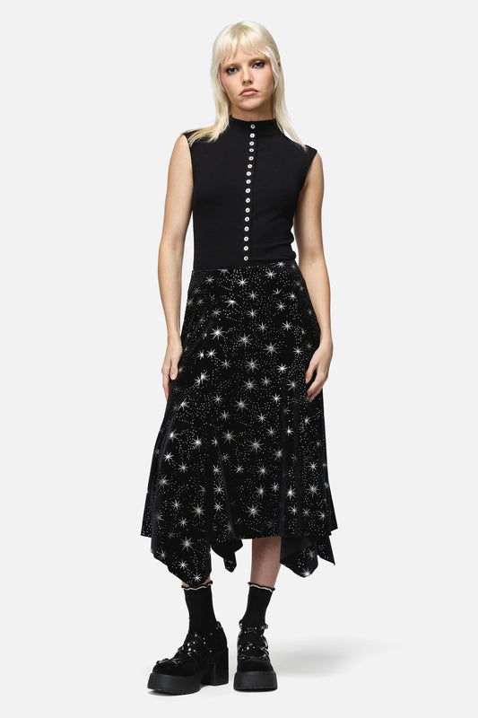Dangerfield - Odette Velour Hanky Skirt - black
