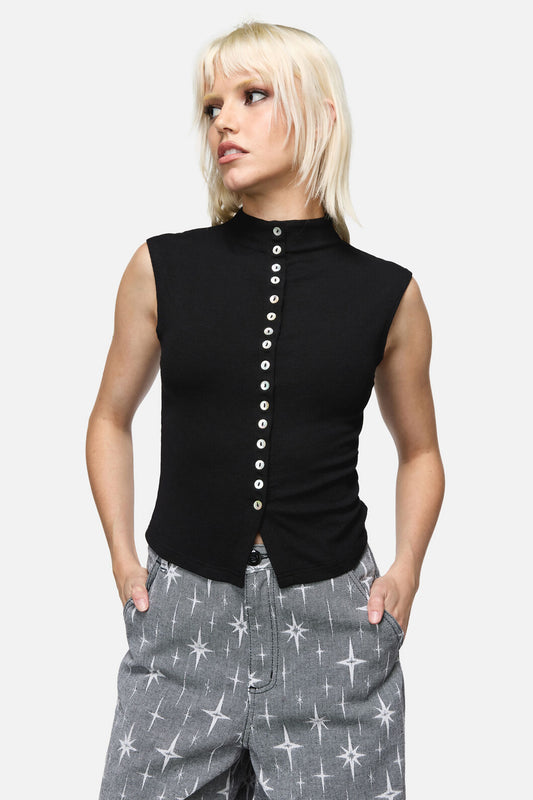 Dangerfield - Constance Button Top - black