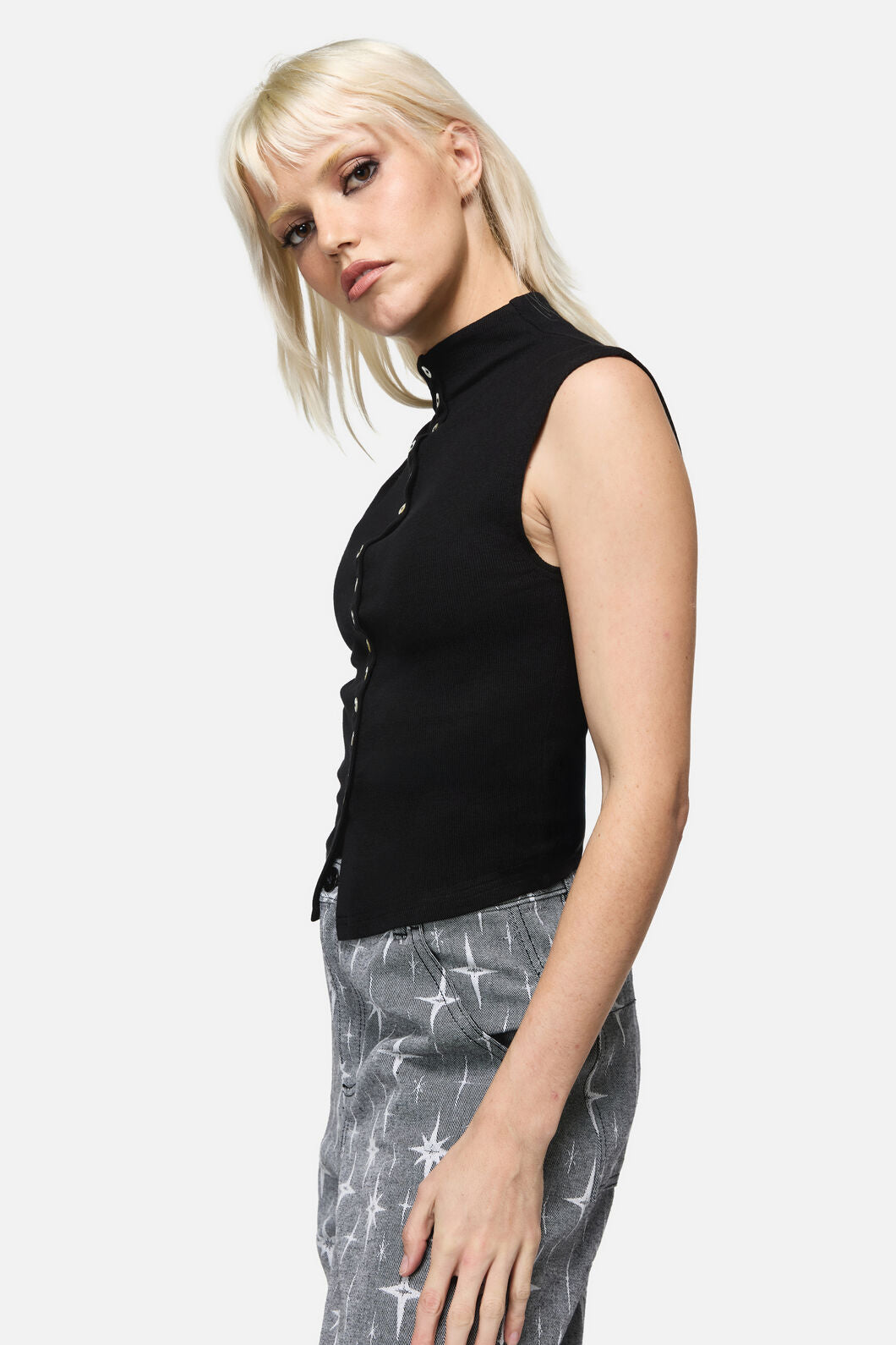 Dangerfield - Constance Button Top - black