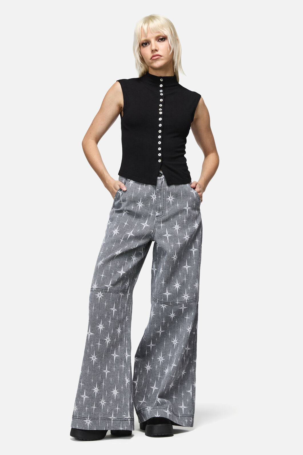 Dangerfield - Constance Button Top - black
