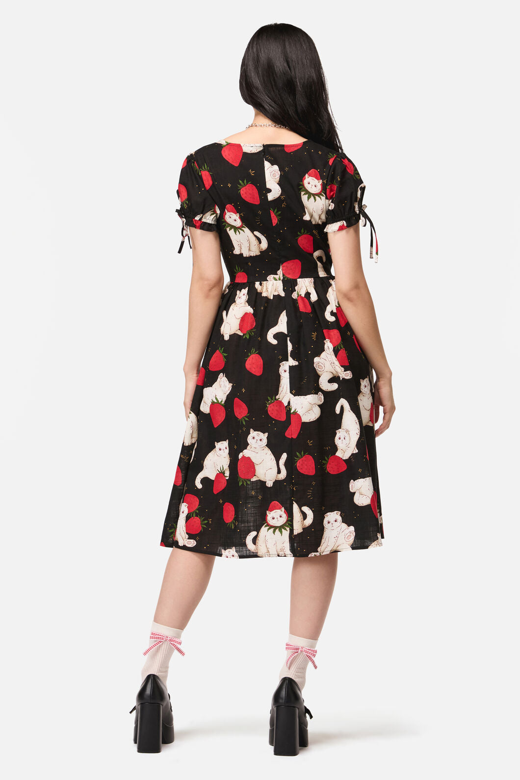 Dangerfield - Strawberry Cat Repeat Dress - black