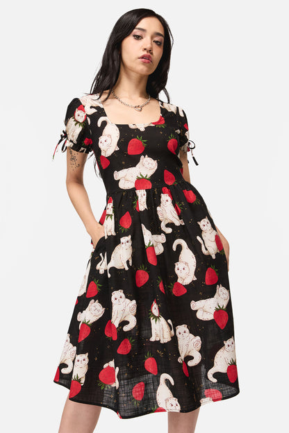 Dangerfield - Strawberry Cat Repeat Dress - black