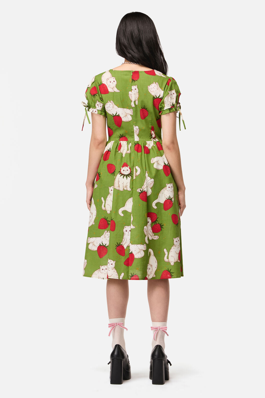 Dangerfield - Strawberry Cat Repeat Dress - green