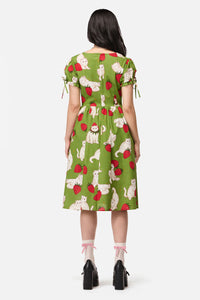 Dangerfield - Strawberry Cat Repeat Dress - green