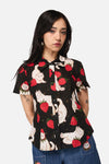 Dangerfield - Strawberry Cat Repeat Blouse - black