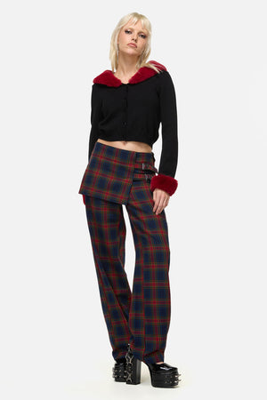 Dangerfield - Jackalope Faux Fur Trim Cardi - black-red