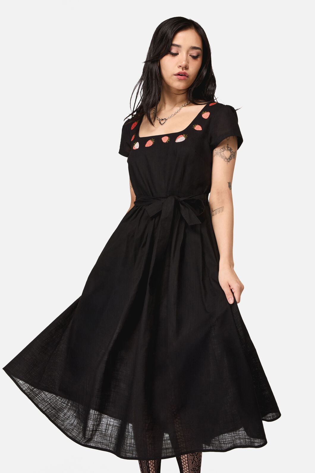 Dangerfield - Strawberry Emb Dress - black