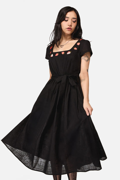 Dangerfield - Strawberry Emb Dress - black