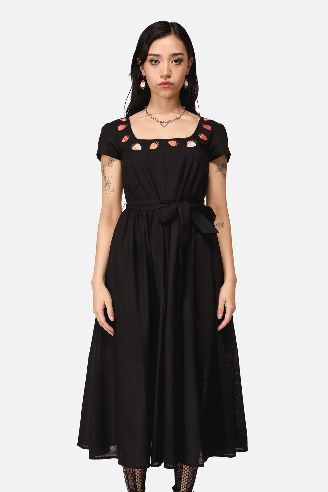 Dangerfield - Strawberry Emb Dress - black