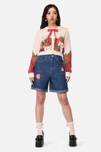 Dangerfield - Strawberry Cat Cardigan - cream