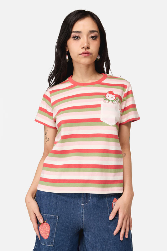 Dangerfield - Strawberry Cat Pocket Tee - multi