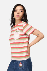 Dangerfield - Strawberry Cat Pocket Tee - multi