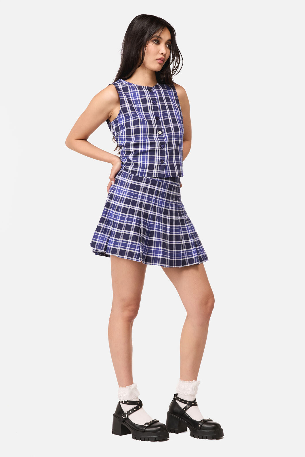 Dangerfield - Whirl Tartan Skort - purple-white