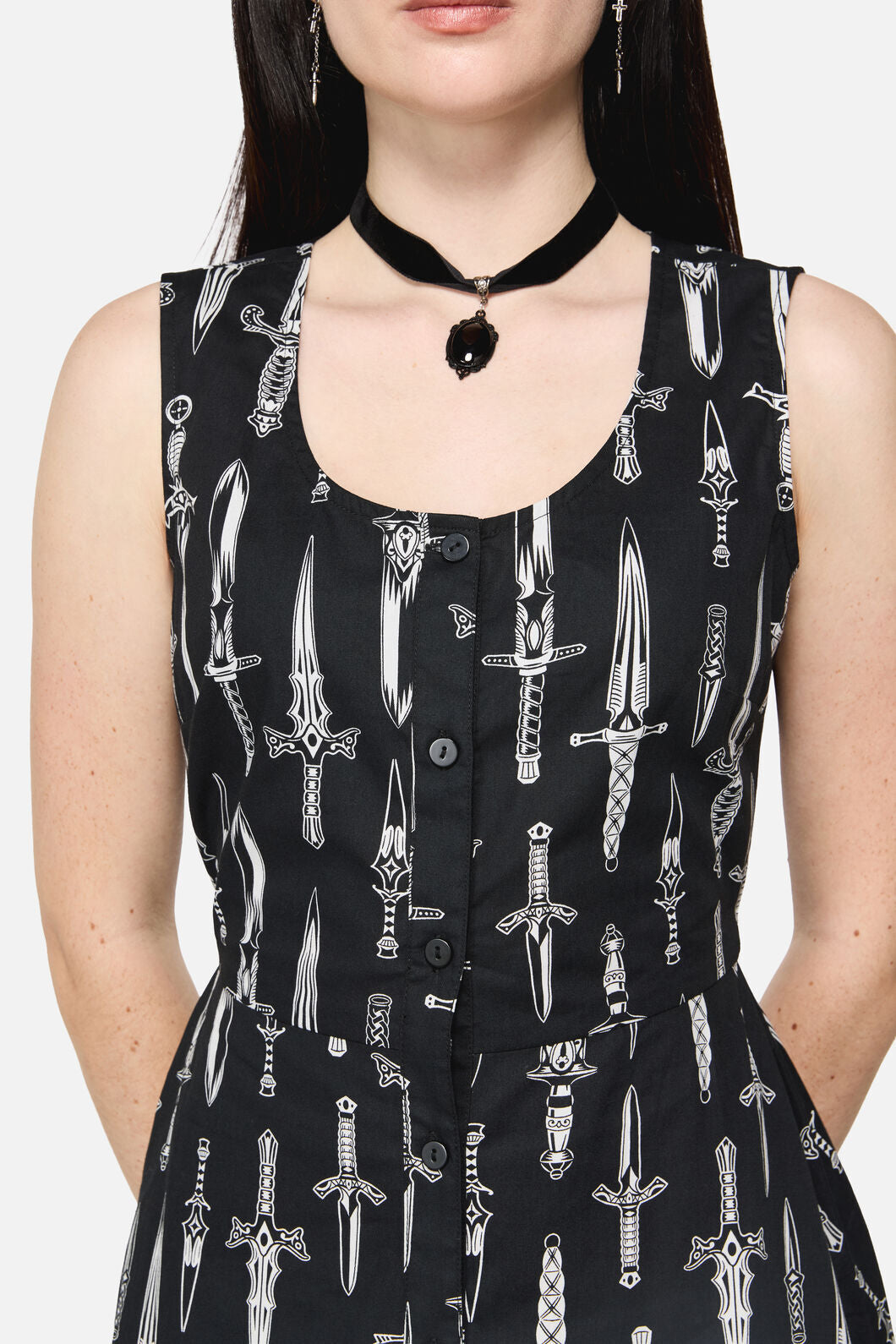Dangerfield - Dagger Goth Maxi Dress - black