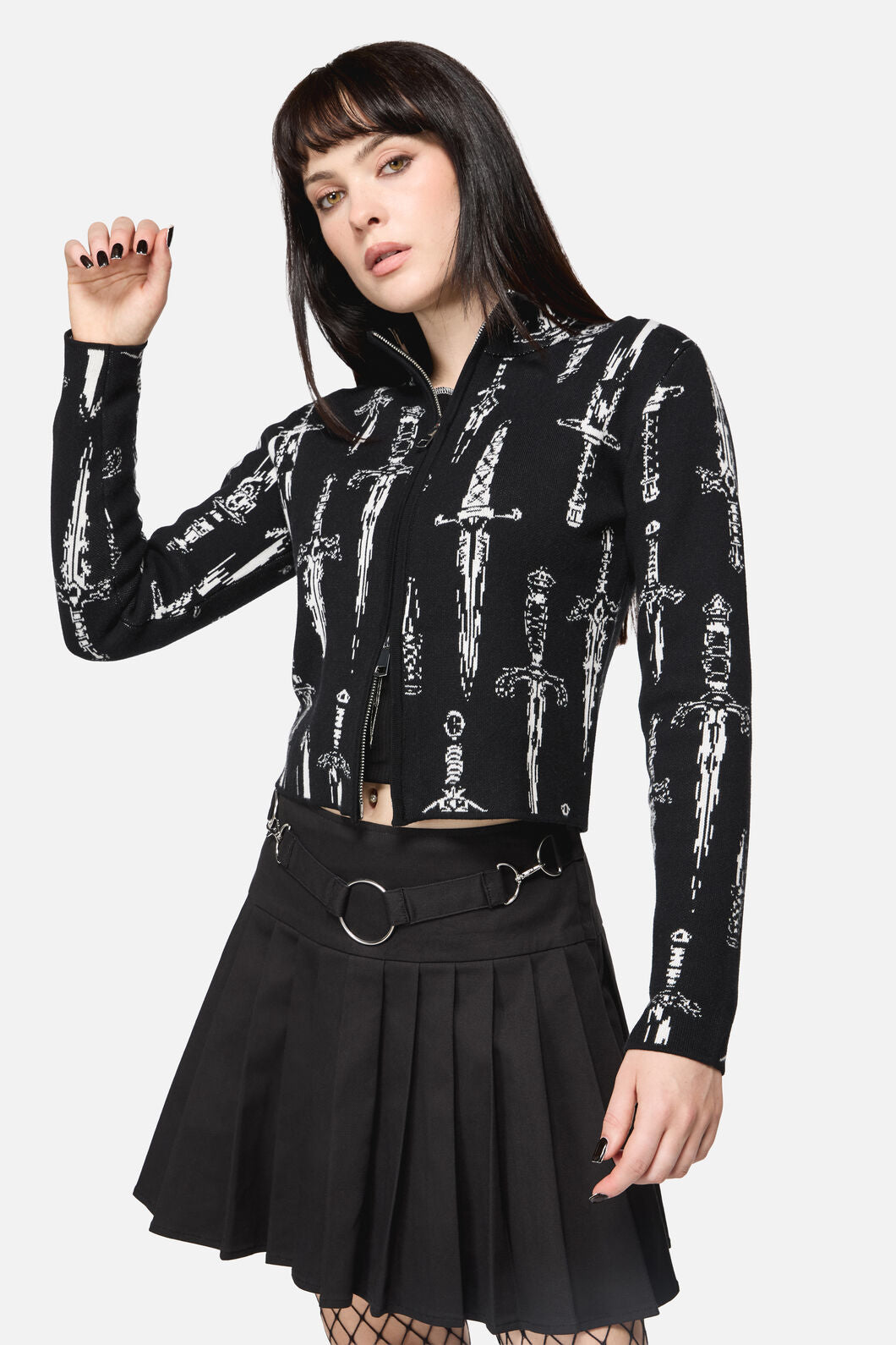 Dangerfield - Dagger Goth Zip Cardigan - black