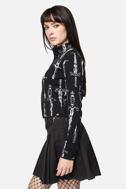 Dangerfield - Dagger Goth Zip Cardigan - black