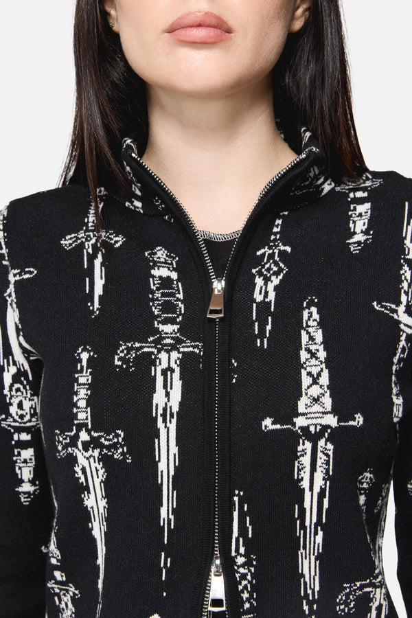 Dangerfield - Dagger Goth Zip Cardigan - black