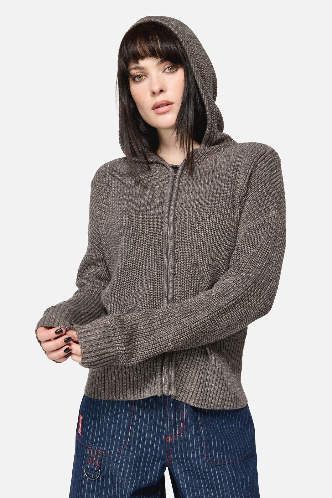 Dangerfield - Armoured Goth Zip Cardigan - grey