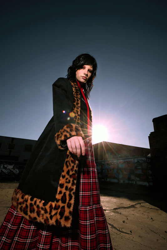 Dangerfield - Creep Goth Leopard Velvet Coat - black