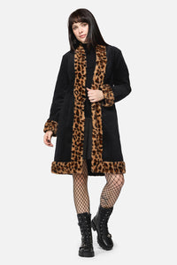 Dangerfield - Creep Goth Leopard Velvet Coat - black