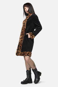 Dangerfield - Creep Goth Leopard Velvet Coat - black