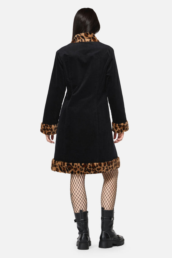 Dangerfield - Creep Goth Leopard Velvet Coat - black