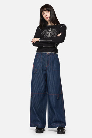 Dangerfield - Anon Pin Stripe Cargo Jeans - indigo