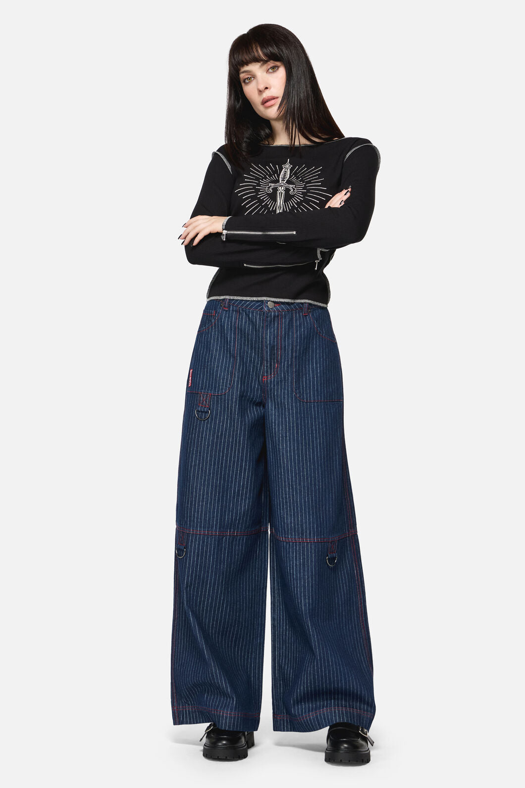 Dangerfield - Anon Pin Stripe Cargo Jeans - indigo