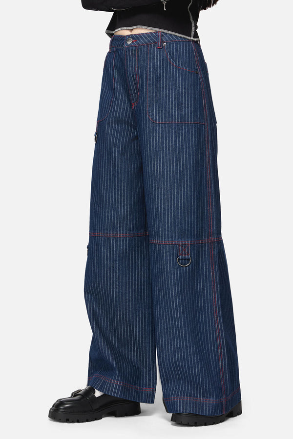 Dangerfield - Anon Pin Stripe Cargo Jeans - indigo