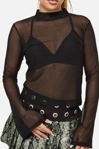 Dangerfield - Sigil Mesh LS Top - black