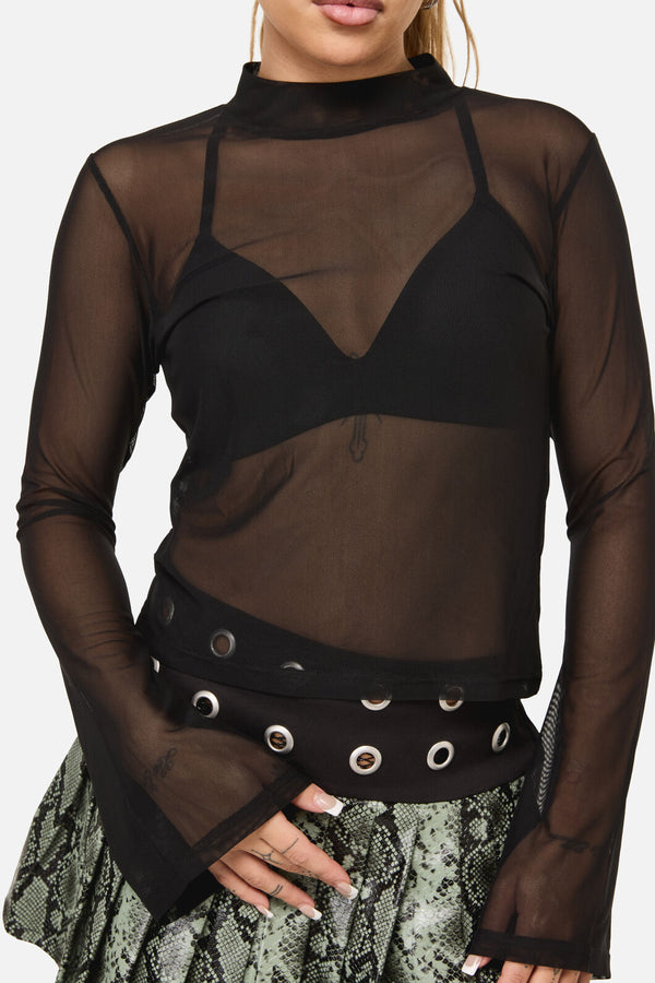 Dangerfield - Sigil Mesh LS Top - black