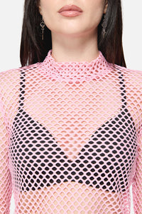 Dangerfield - Cutie Fishnet Mesh Top - pink