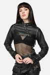 Dangerfield - Eyes Closed Cropped PU Jacket - black