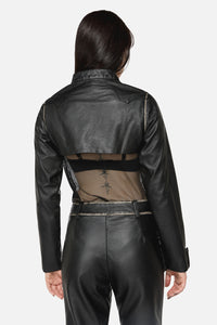 Dangerfield - Eyes Closed Cropped PU Jacket - black