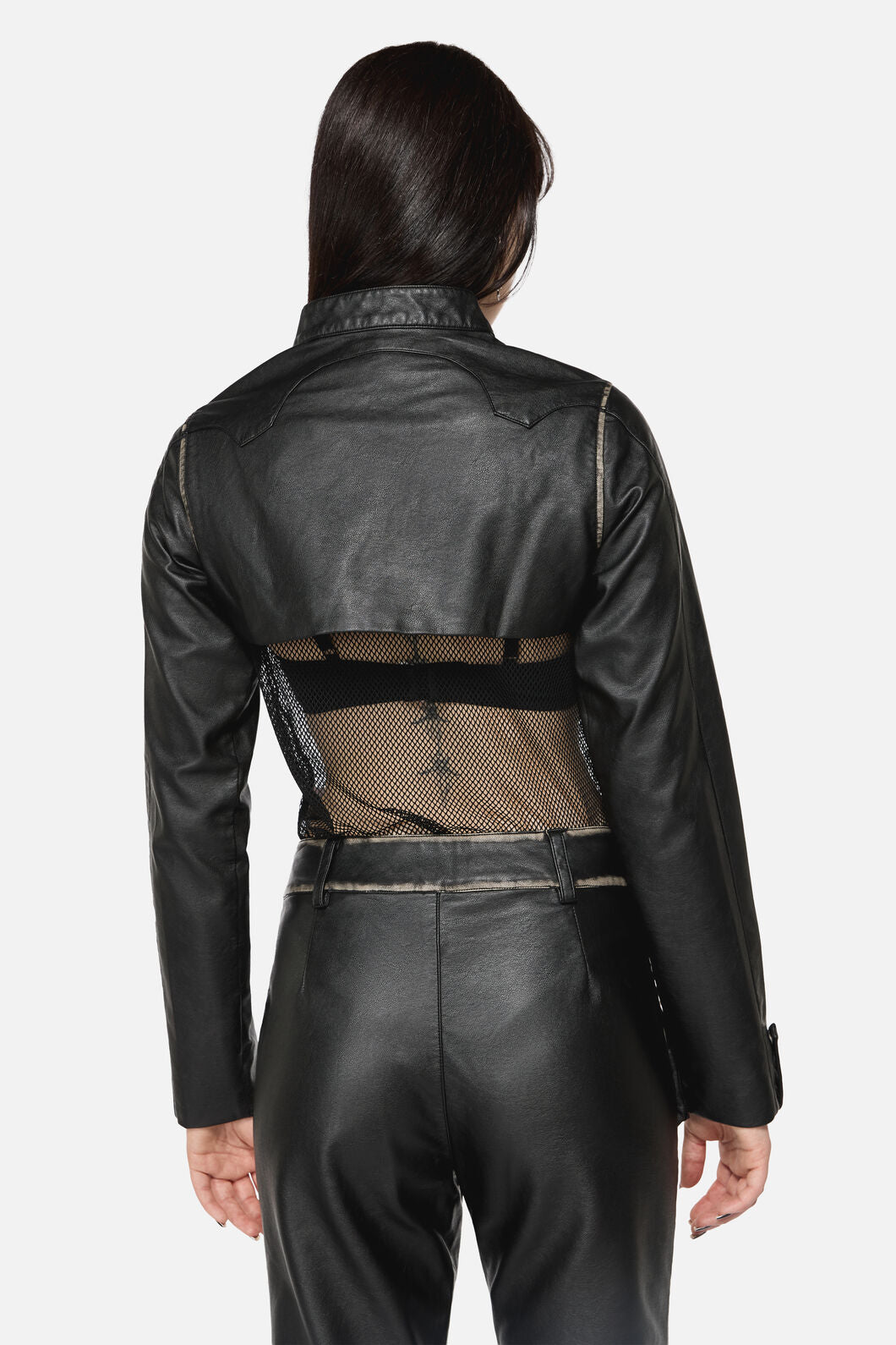 Dangerfield - Eyes Closed Cropped PU Jacket - black
