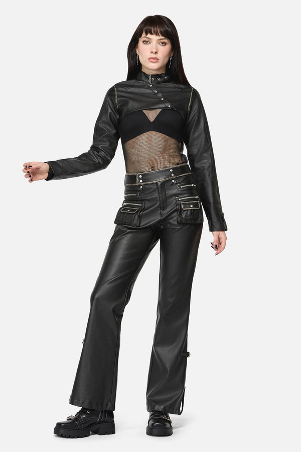 Dangerfield - Eyes Closed Cropped PU Jacket - black