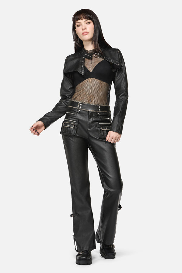 Dangerfield - Eyes Closed Cropped PU Jacket - black