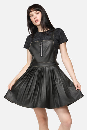 Dangerfield - Eyes Closed PU Pinafore - black