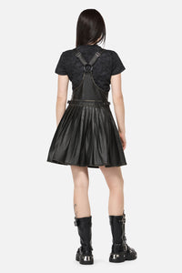 Dangerfield - Eyes Closed PU Pinafore - black