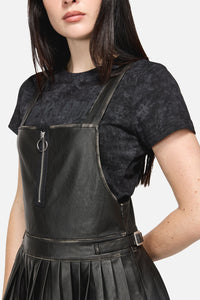 Dangerfield - Eyes Closed PU Pinafore - black