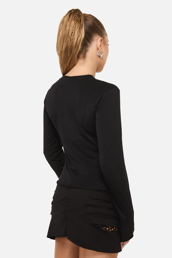 Dangerfield - Eyes Closed Distressed Top - black