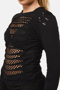 Dangerfield - Eyes Closed Distressed Top - black