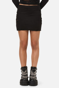 Dangerfield - Eyes Closed Distressed Skirt - black