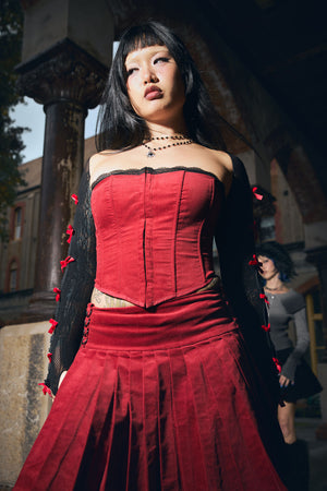 Dangerfield - Mabel Velvet Corset - red