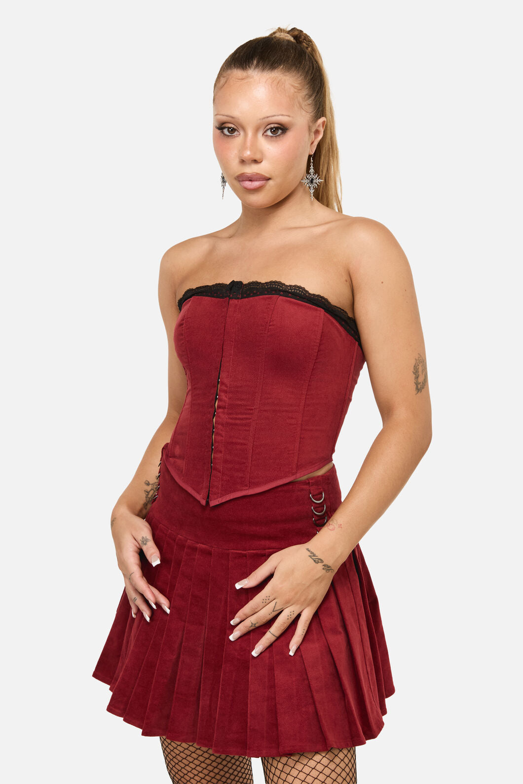 Dangerfield - Mabel Velvet Corset - red