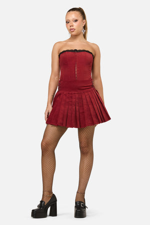 Dangerfield - Mabel Velvet Skort - red