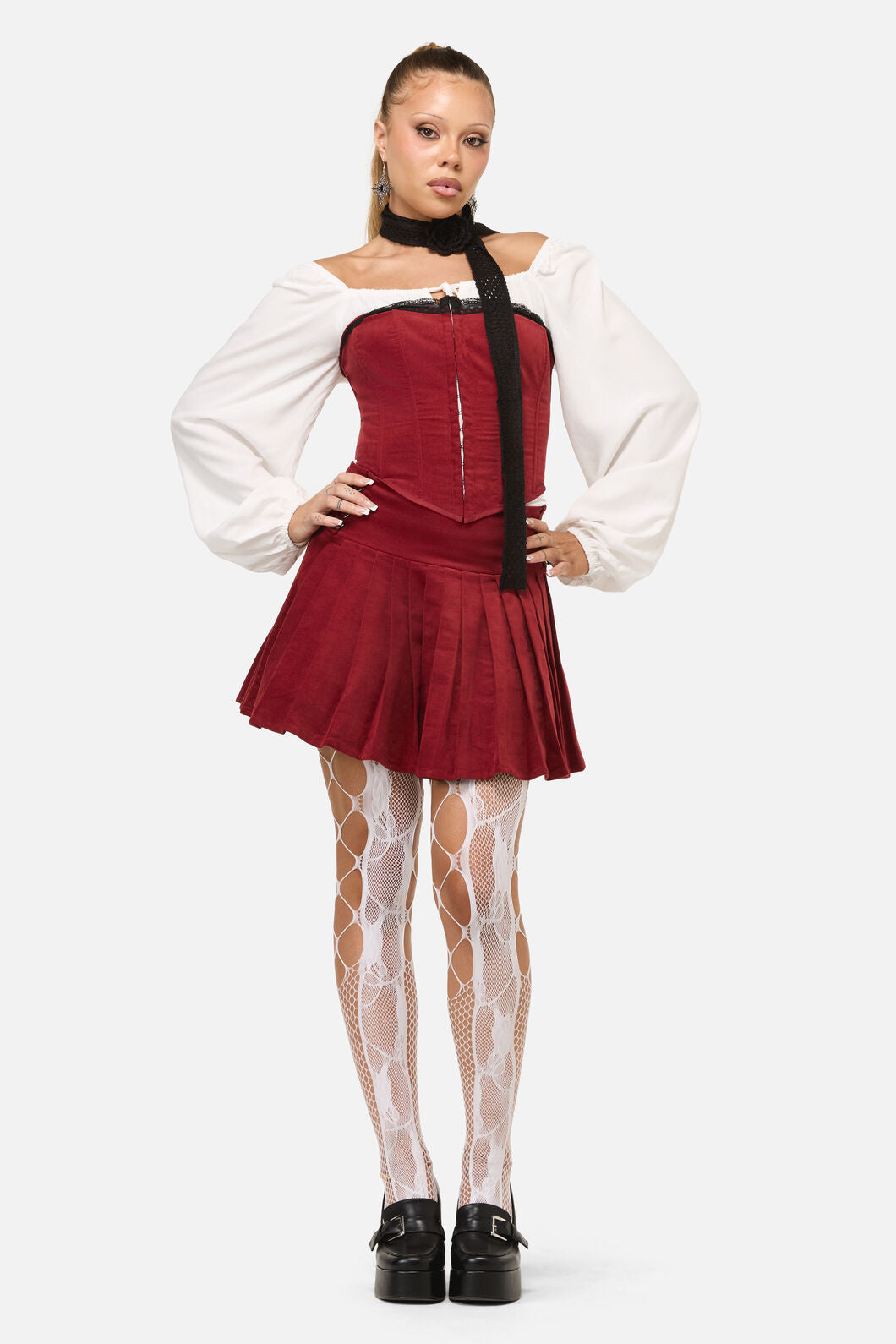 Dangerfield - Mabel Velvet Skort - red