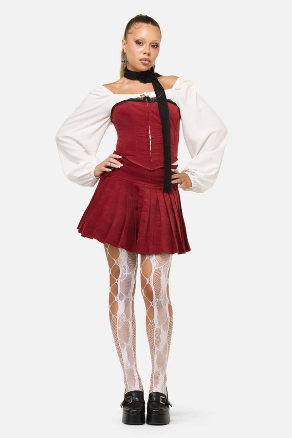 Dangerfield - Mabel Velvet Skort - red