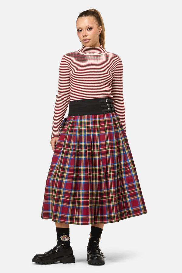 Dangerfield - Crowned Tartan Skirt - red