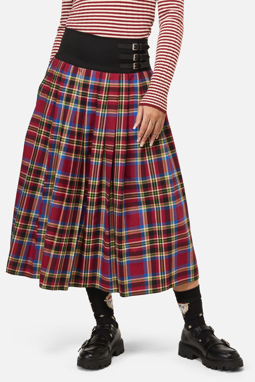 Dangerfield - Crowned Tartan Skirt - red